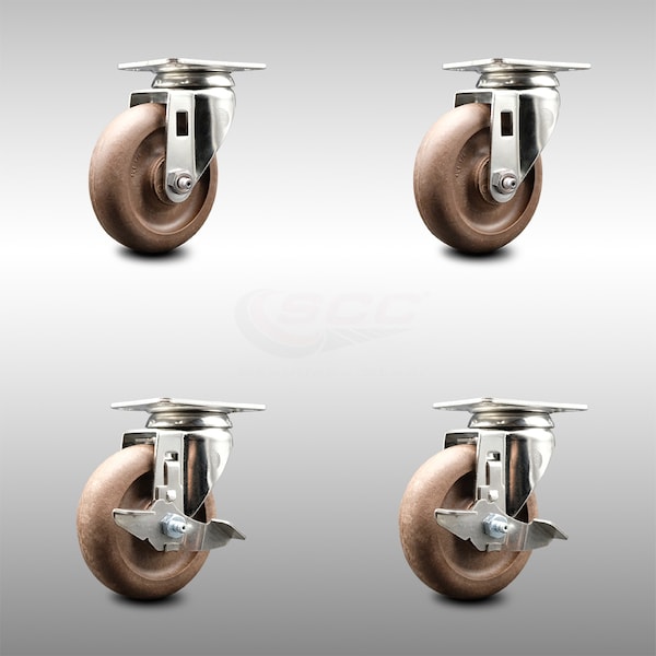 Service Caster 4 Inch 316SS High Temp Glass Filled Nylon Swivel Top Plate Caster Brakes, 2PK SCC-SS31620S414-GFNSHT-2-TLB-2 - main
